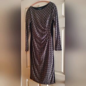 Ralph Lauren Black & White checkered ruched dress, Size 6- Never Worn